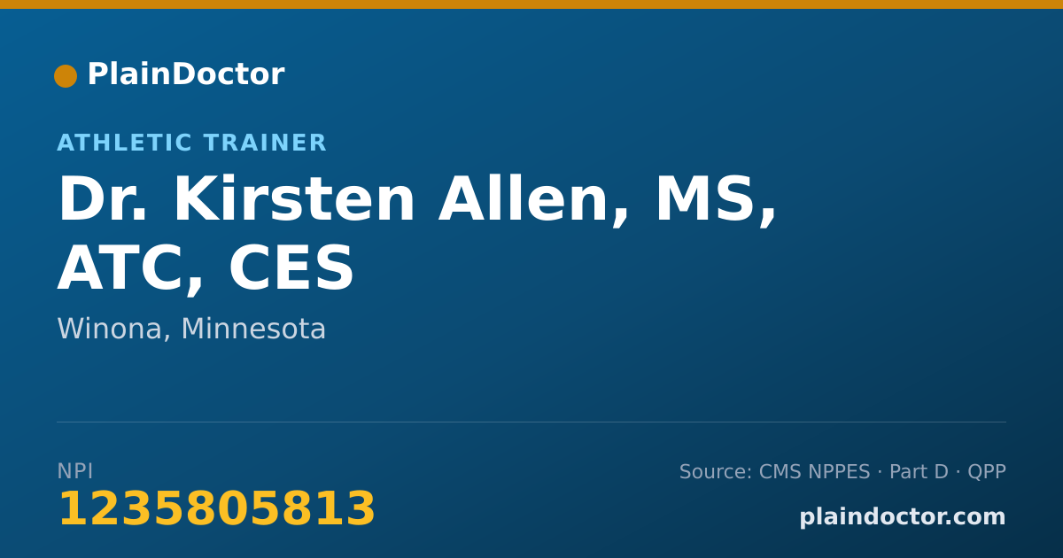 Shareable card for Kirsten Allen, MS, ATC, CES - Athletic Trainer, Winona, MN
