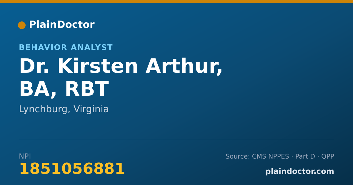 Shareable card for Kirsten Arthur, BA, RBT - Behavior Analyst, Lynchburg, VA