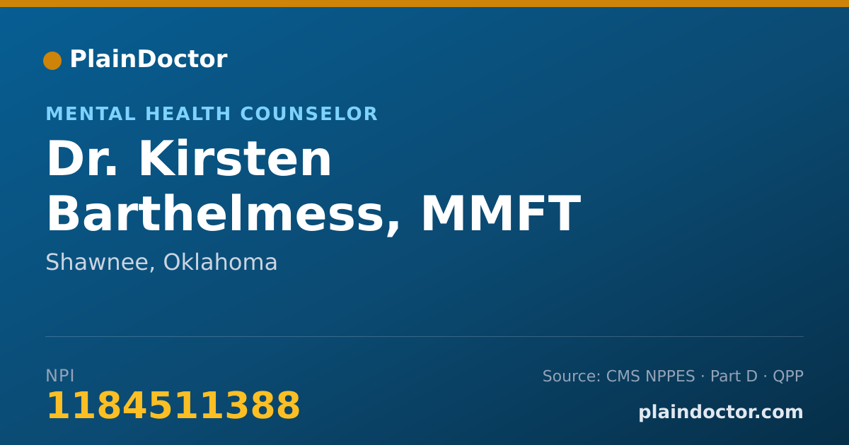 Shareable card for Kirsten Barthelmess, MMFT - Mental Health Counselor, Shawnee, OK