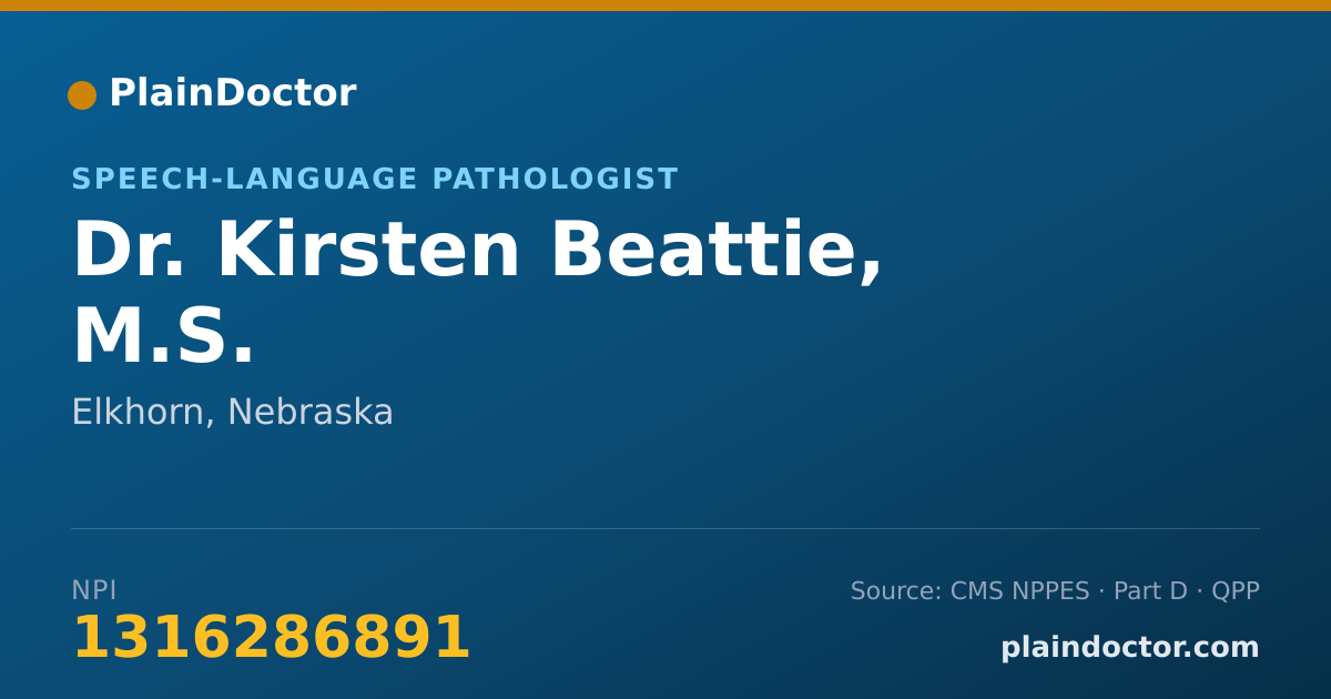 Shareable card for Kirsten Beattie, M.S. - Speech-Language Pathologist, Elkhorn, NE