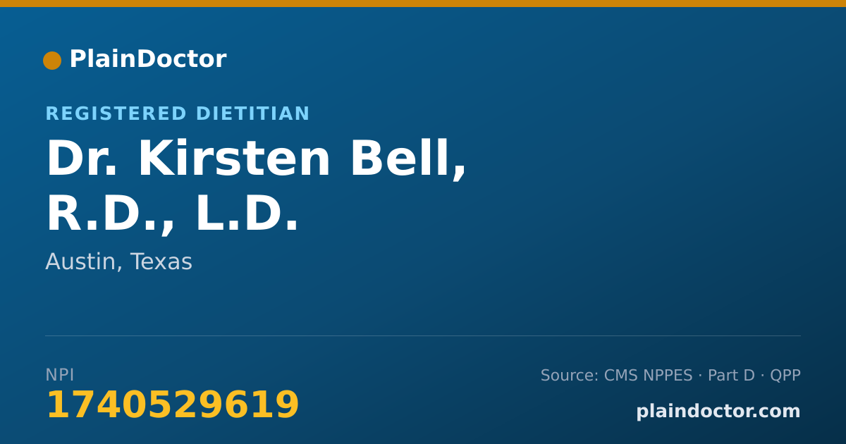 Shareable card for Kirsten Bell, R.D., L.D. - Registered Dietitian, Austin, TX