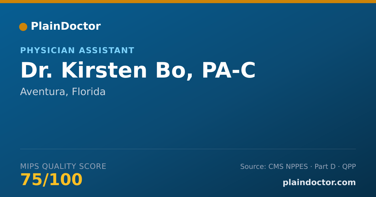 Shareable card for Kirsten Bo, PA-C - Physician Assistant, Aventura, FL