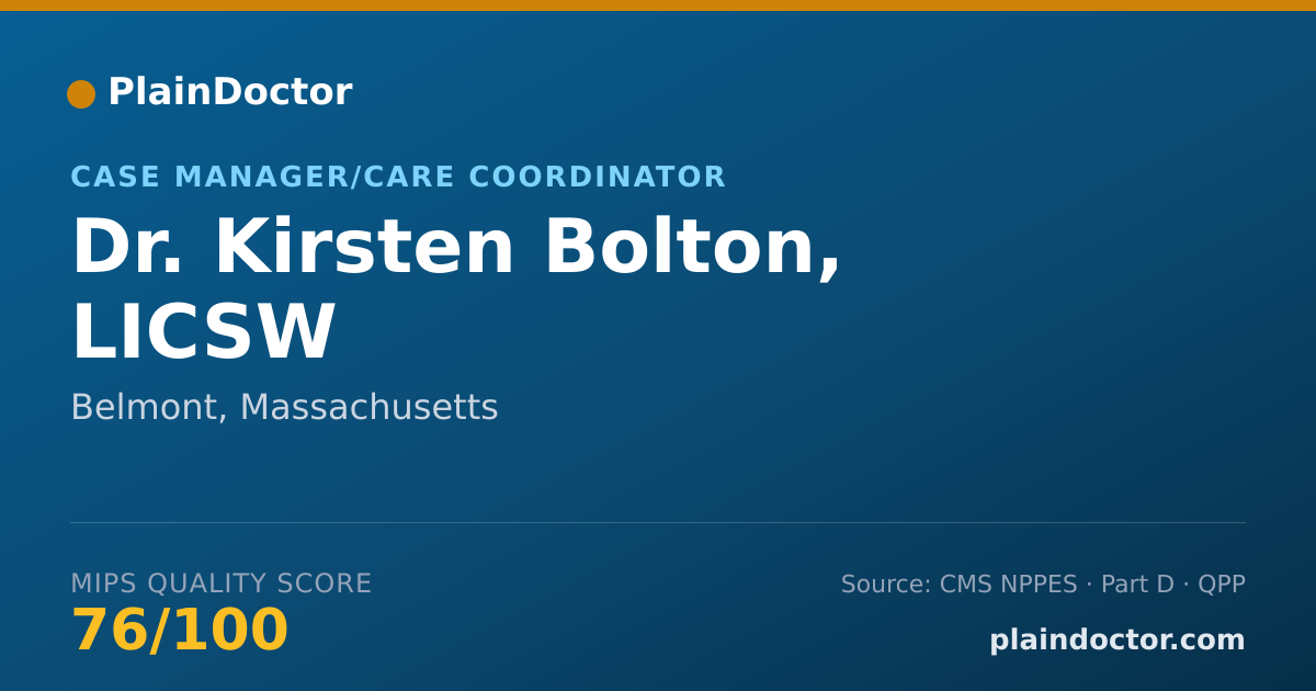 Shareable card for Kirsten Bolton, LICSW - Case Manager/Care Coordinator, Belmont, MA