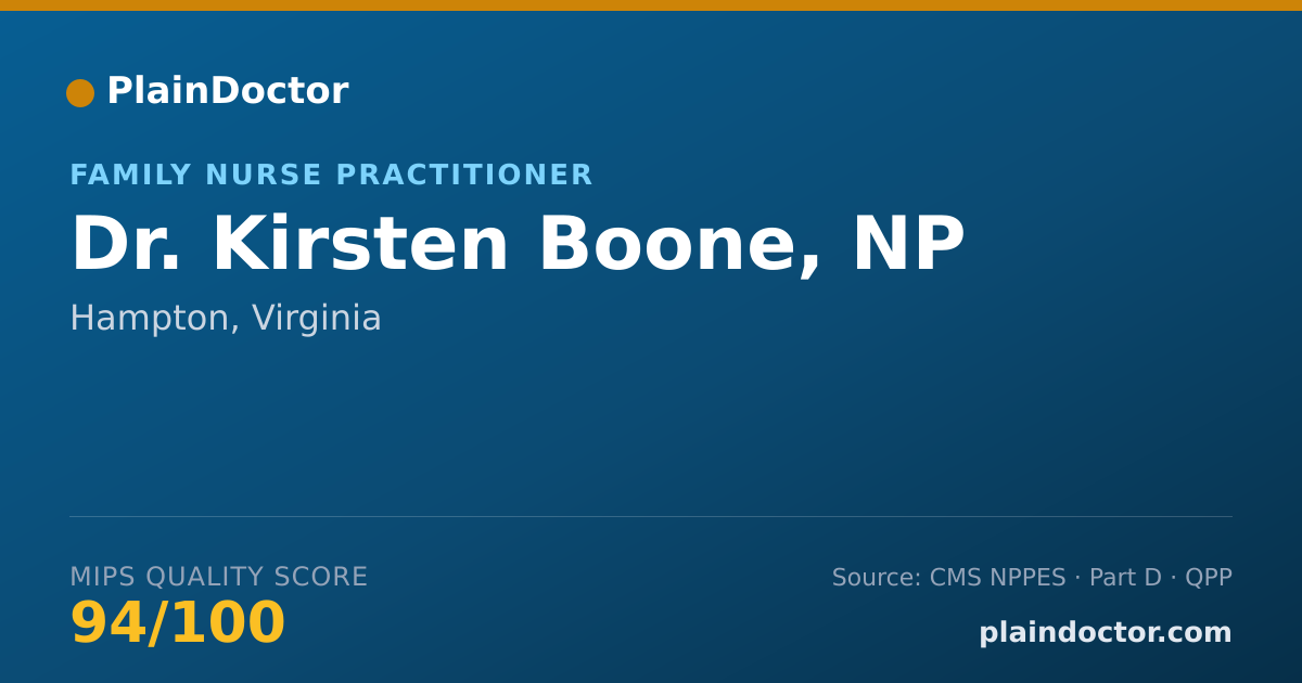 Shareable card for Kirsten Boone, NP - Family Nurse Practitioner, Hampton, VA