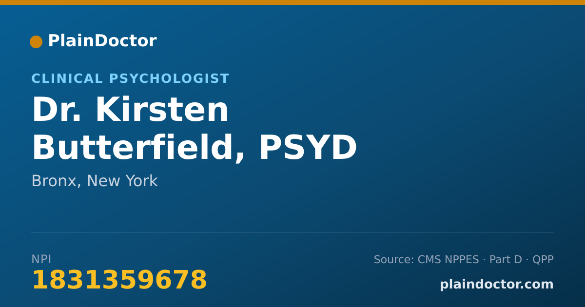 Shareable card for Kirsten Butterfield, PSYD - Clinical Psychologist, Bronx, NY