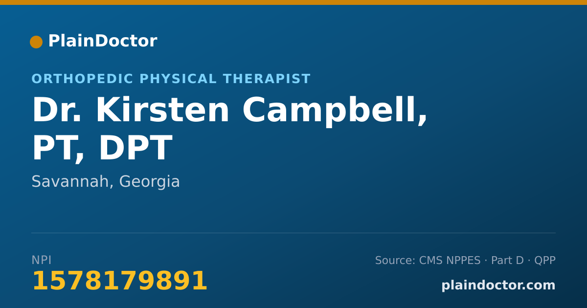 Shareable card for Kirsten Campbell, PT, DPT - Orthopedic Physical Therapist, Savannah, GA