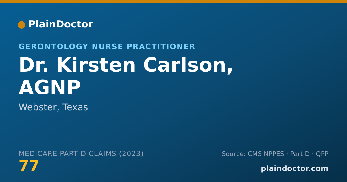 Shareable card for Kirsten Carlson, AGNP - Gerontology Nurse Practitioner, Webster, TX