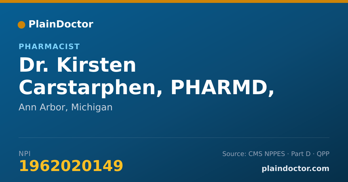 Shareable card for Kirsten Carstarphen, PHARMD, MPH - Pharmacist, Ann Arbor, MI