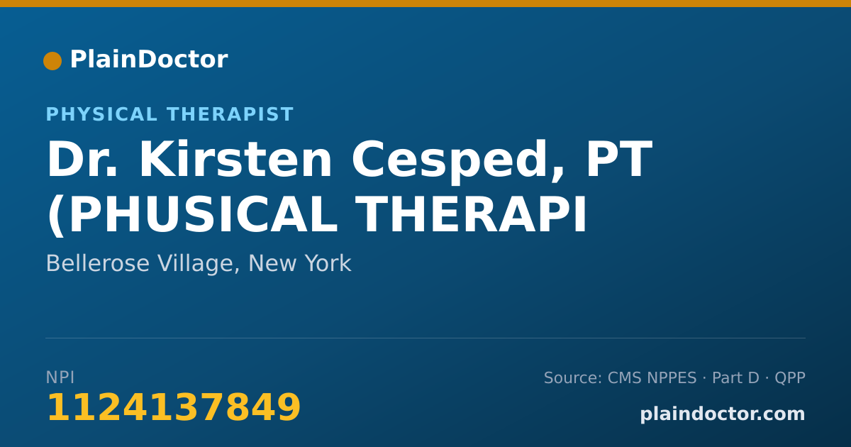 Shareable card for Kirsten Cesped, PT (PHUSICAL THERAPI - Physical Therapist, Bellerose Village, NY