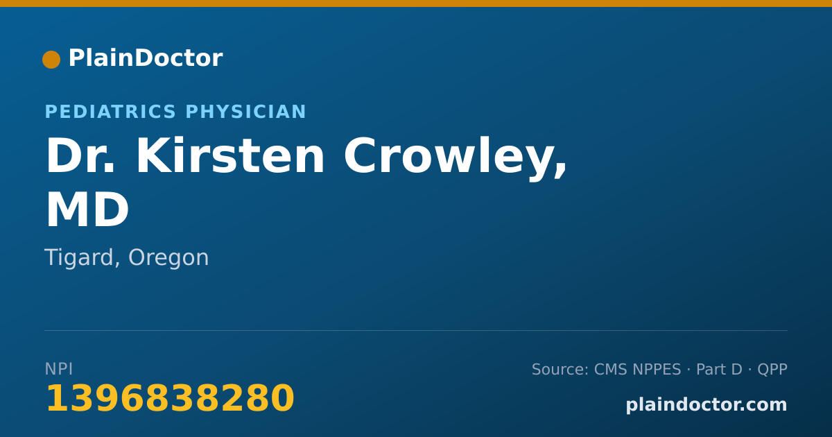 Shareable card for Kirsten Crowley, MD - Pediatrics Physician, Tigard, OR
