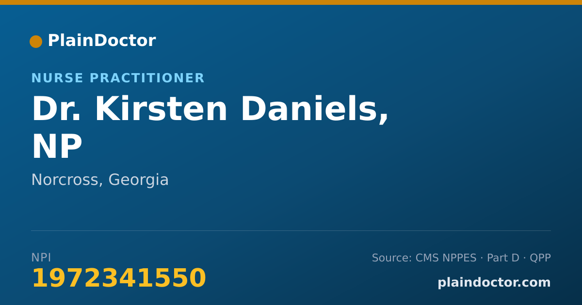 Shareable card for Kirsten Daniels, NP - Nurse Practitioner, Norcross, GA