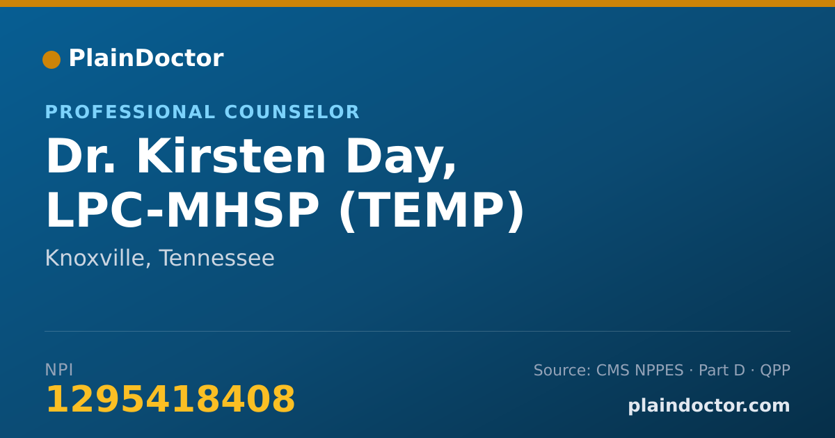 Shareable card for Kirsten Day, LPC-MHSP (TEMP) - Professional Counselor, Knoxville, TN