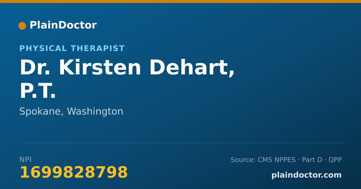 Shareable card for Kirsten Dehart, P.T. - Physical Therapist, Spokane, WA