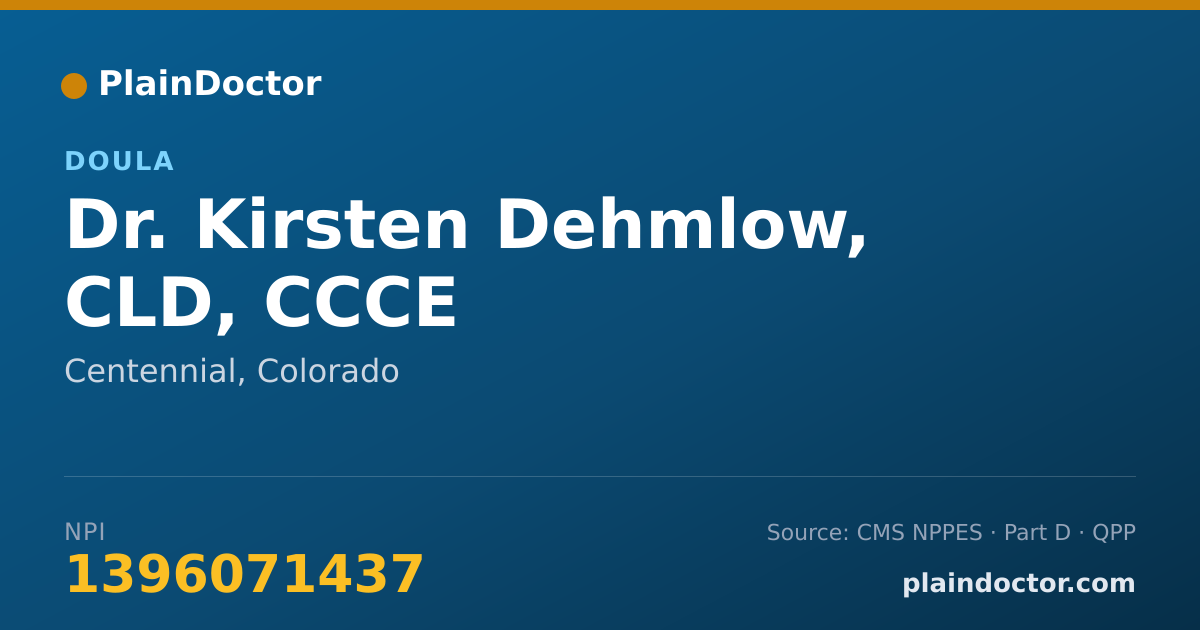 Shareable card for Kirsten Dehmlow, CLD, CCCE - Doula, Centennial, CO