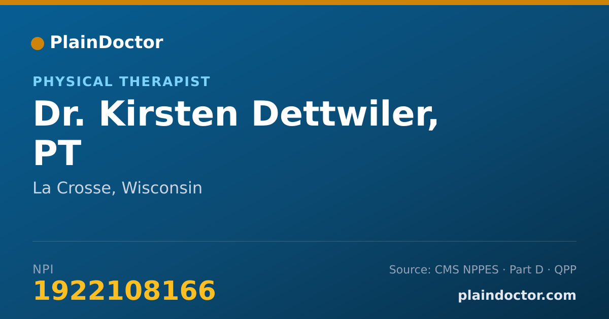 Shareable card for Kirsten Dettwiler, PT - Physical Therapist, La Crosse, WI