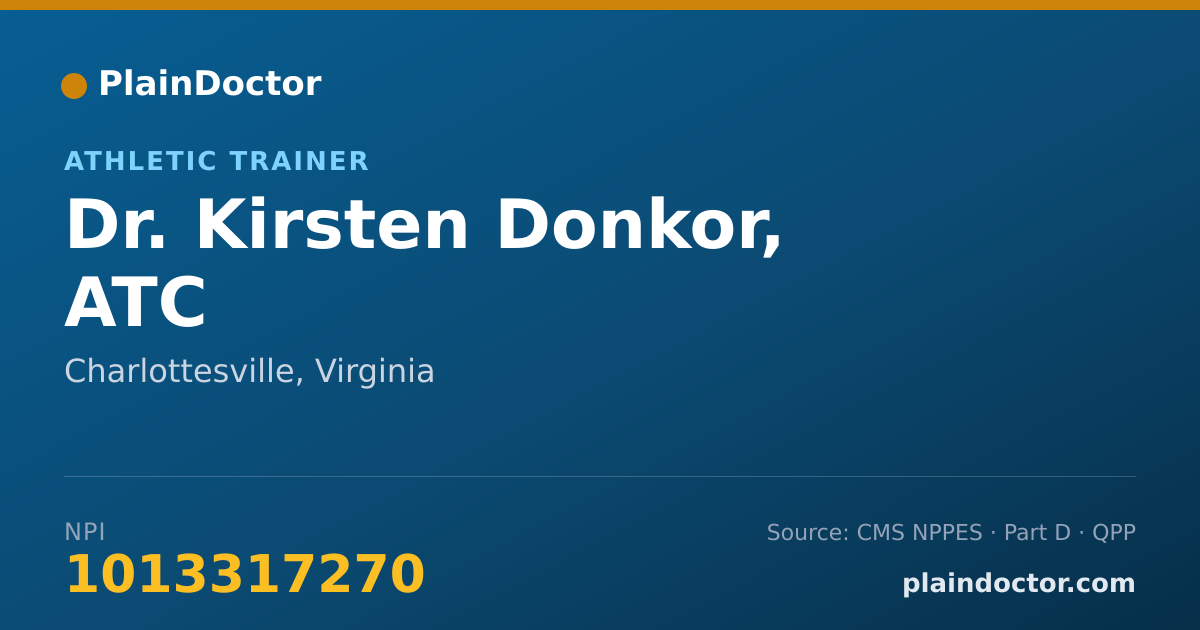 Shareable card for Kirsten Donkor, ATC - Athletic Trainer, Charlottesville, VA