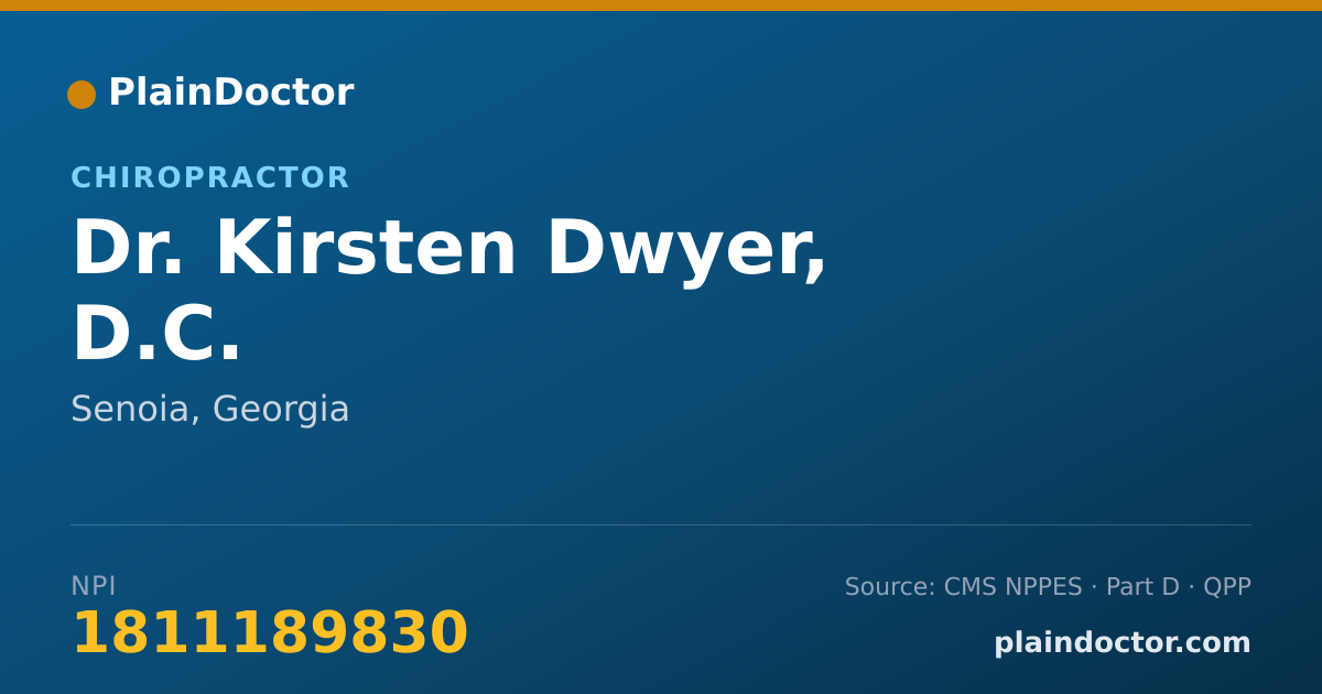 Shareable card for Kirsten Dwyer, D.C. - Chiropractor, Senoia, GA