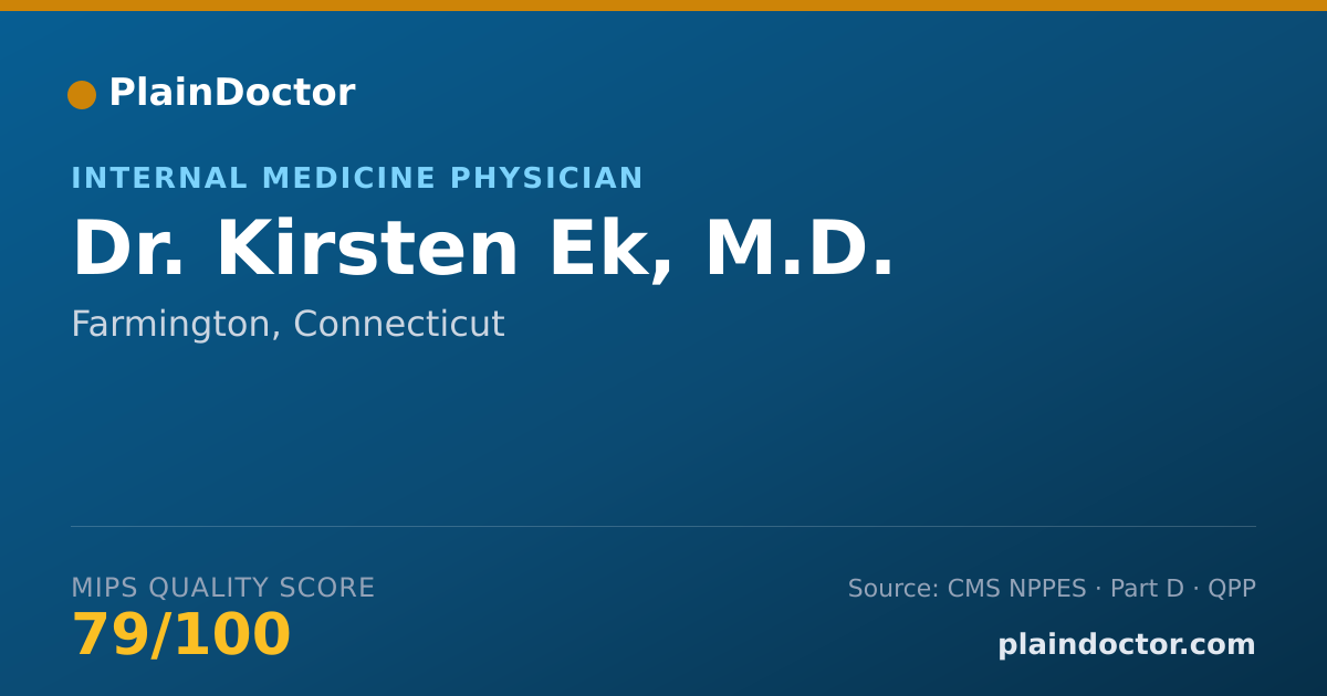 Shareable card for Kirsten Ek, M.D. - Internal Medicine Physician, Farmington, CT