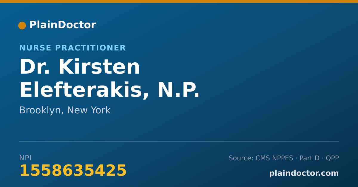 Shareable card for Kirsten Elefterakis, N.P. - Nurse Practitioner, Brooklyn, NY