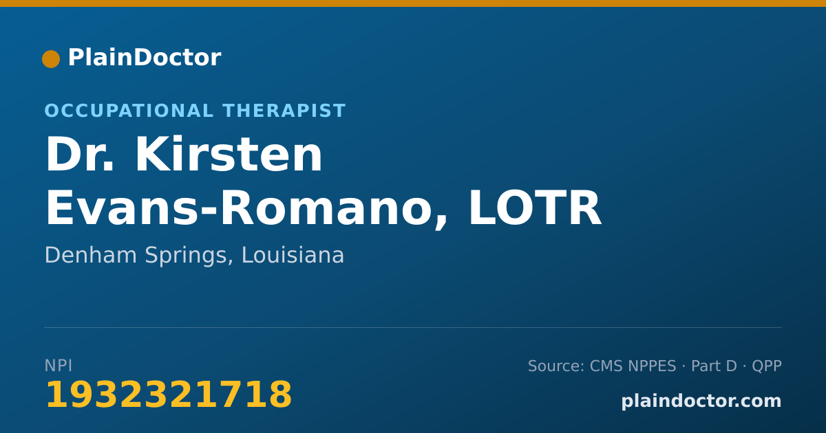 Shareable card for Kirsten Evans-Romano, LOTR - Occupational Therapist, Denham Springs, LA