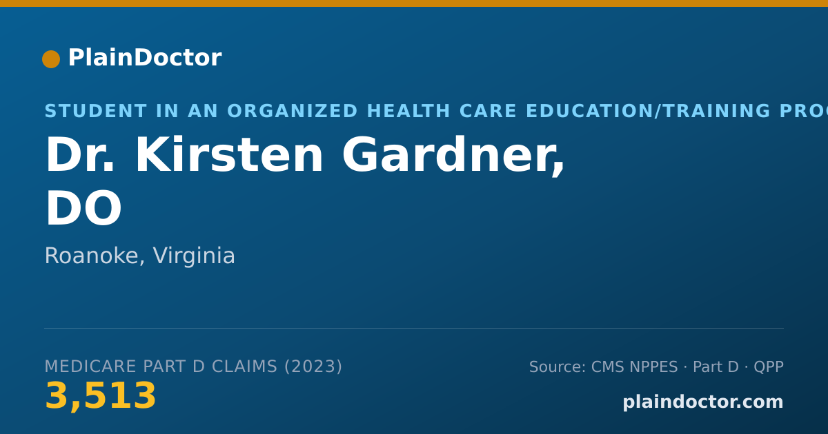 Shareable card for Kirsten Gardner, DO - Student in an Organized Health Care Education/Training Program, Roanoke, VA