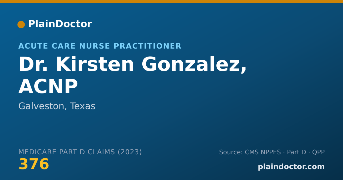 Shareable card for Kirsten Gonzalez, ACNP - Acute Care Nurse Practitioner, Galveston, TX