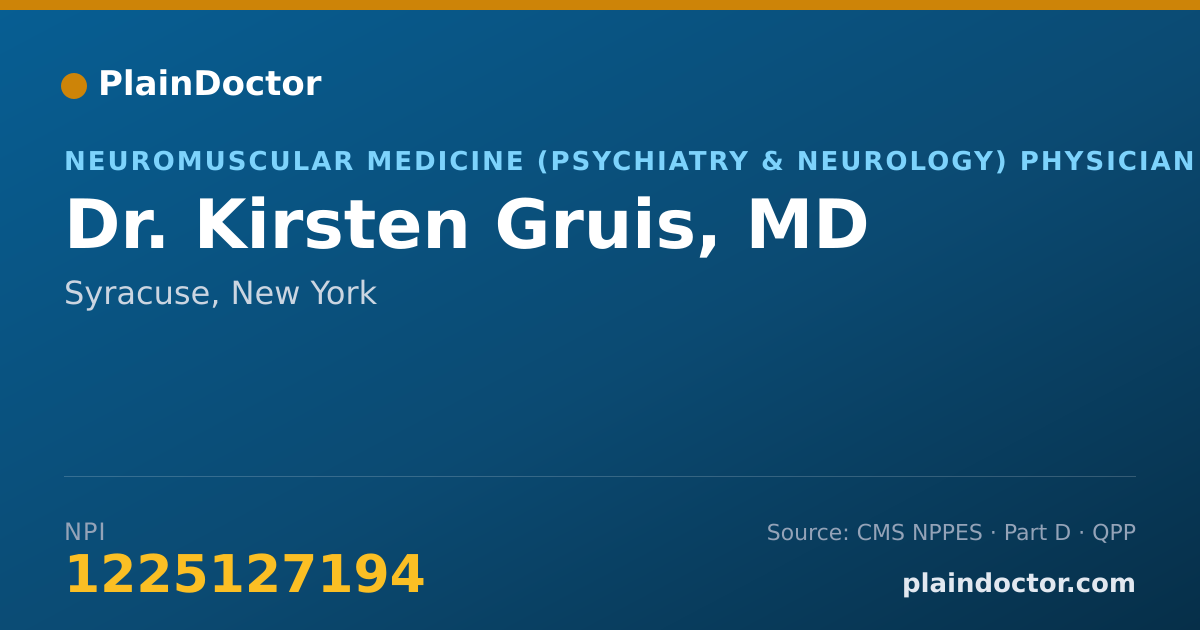 Shareable card for Kirsten Gruis, MD - Neuromuscular Medicine (Psychiatry & Neurology) Physician, Syracuse, NY