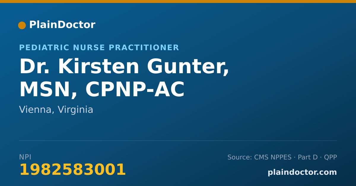 Shareable card for Kirsten Gunter, MSN, CPNP-AC - Pediatric Nurse Practitioner, Vienna, VA