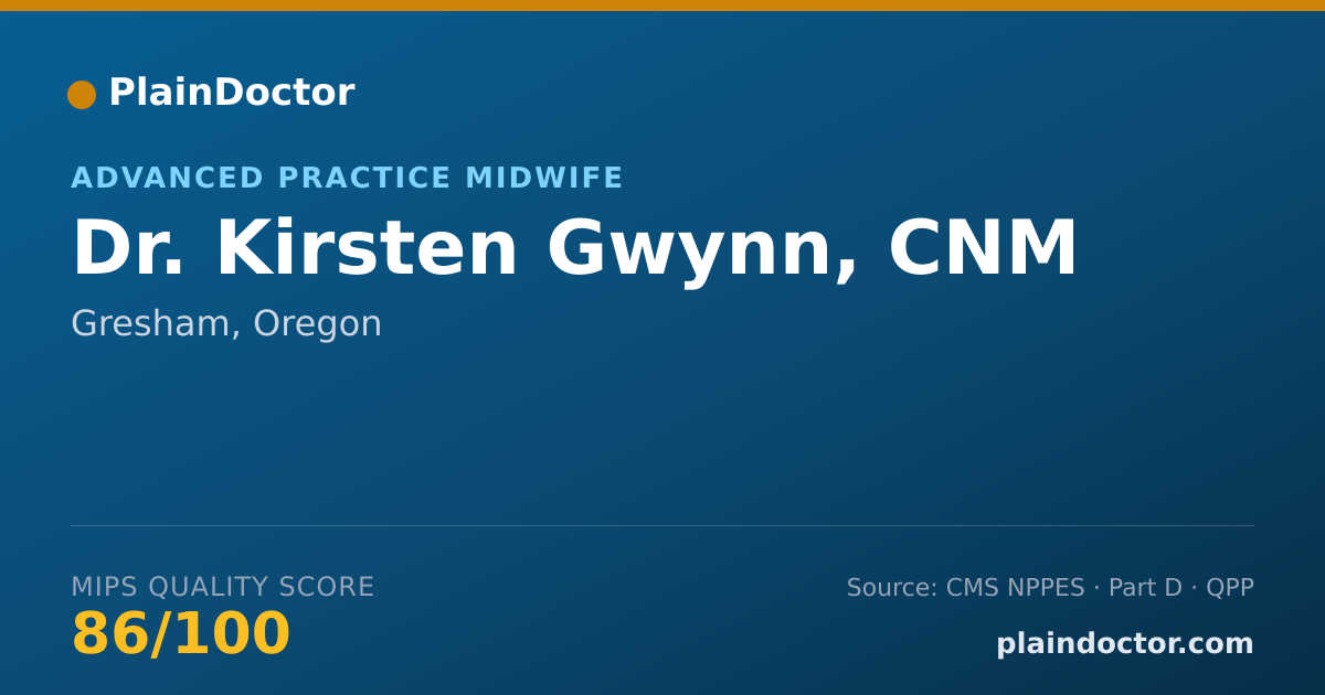 Shareable card for Kirsten Gwynn, CNM - Advanced Practice Midwife, Gresham, OR