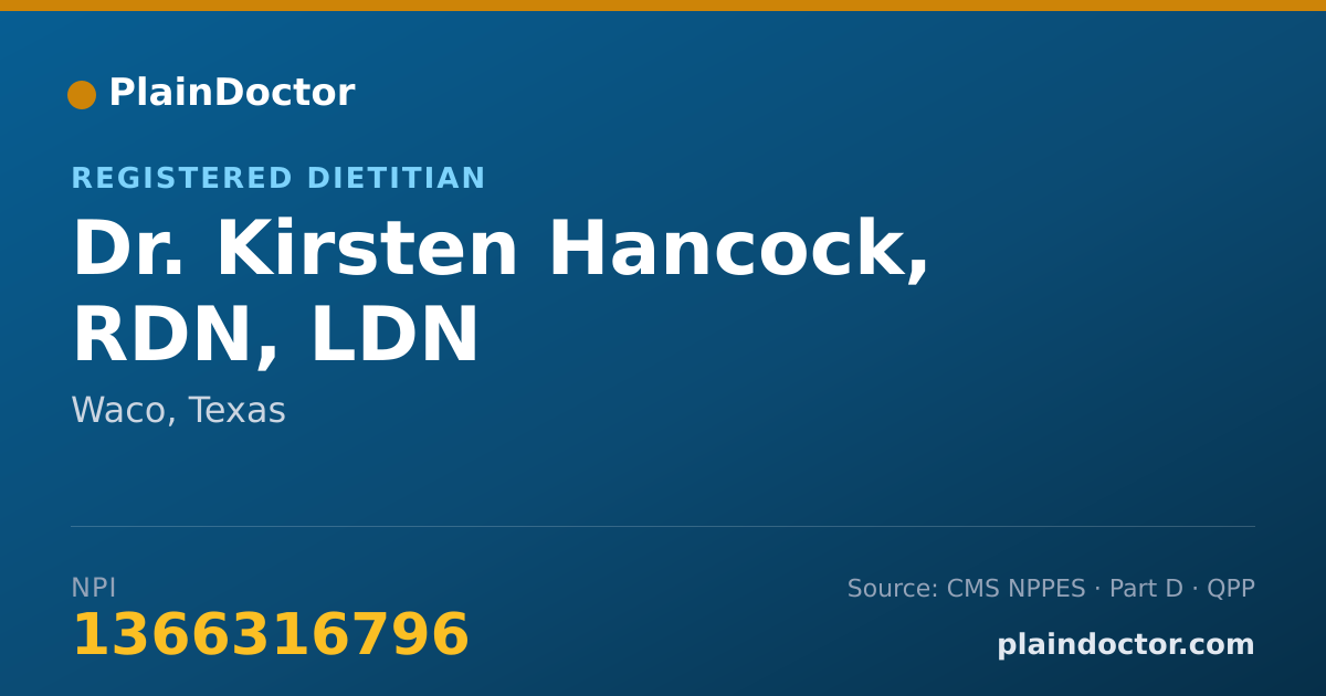 Shareable card for Kirsten Hancock, RDN, LDN - Registered Dietitian, Waco, TX