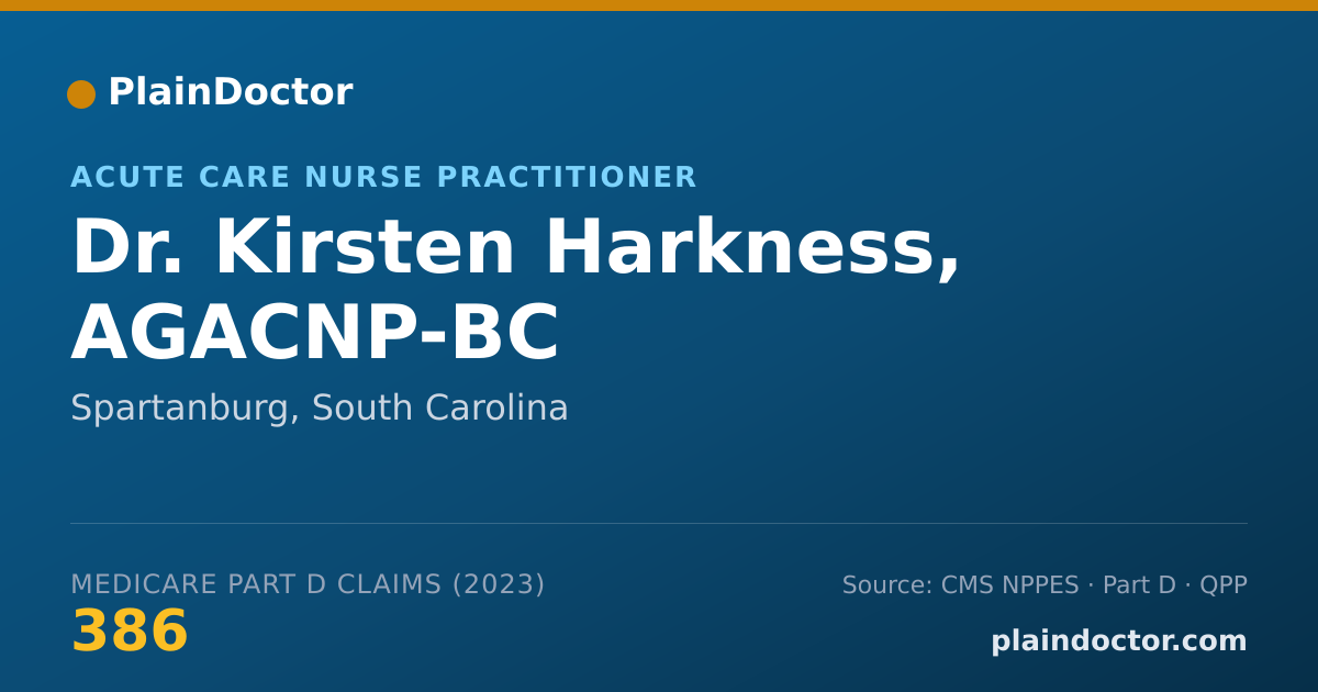Shareable card for Kirsten Harkness, AGACNP-BC - Acute Care Nurse Practitioner, Spartanburg, SC