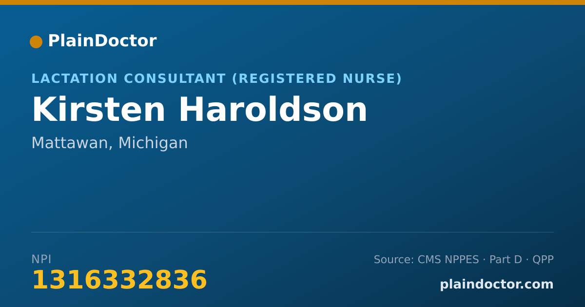 Shareable card for Kirsten Haroldson - Lactation Consultant (Registered Nurse), Mattawan, MI