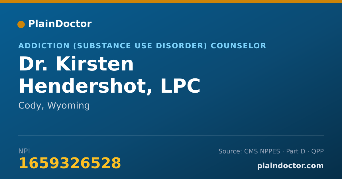 Shareable card for Kirsten Hendershot, LPC - Addiction (Substance Use Disorder) Counselor, Cody, WY