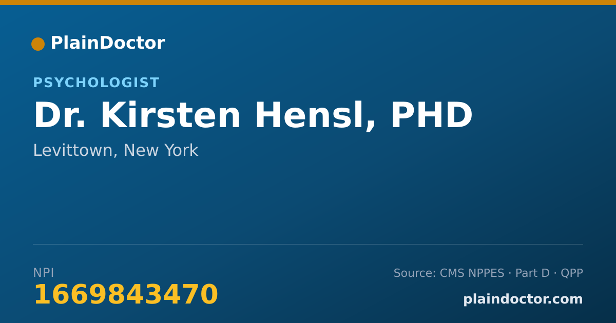 Shareable card for Kirsten Hensl, PHD - Psychologist, Levittown, NY