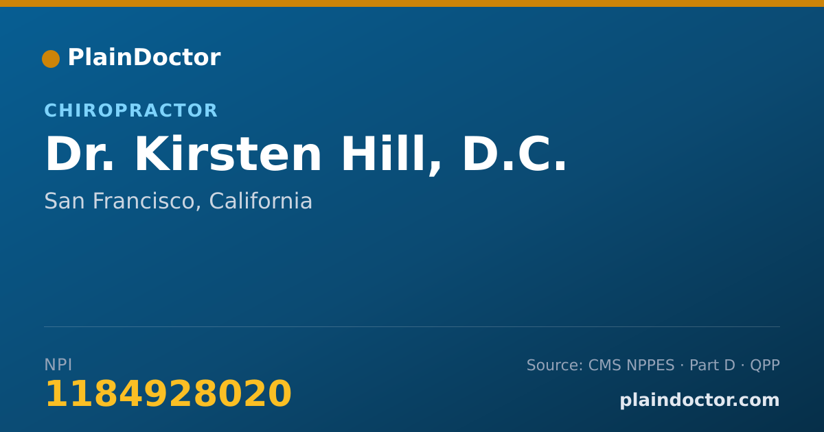 Shareable card for Kirsten Hill, D.C. - Chiropractor, San Francisco, CA