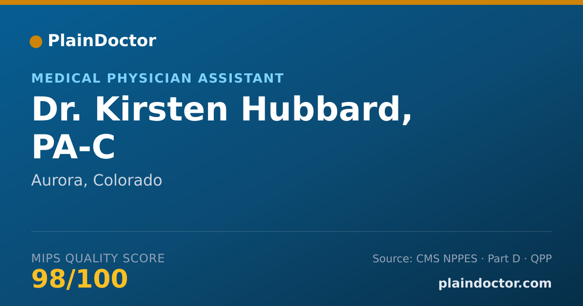 Shareable card for Kirsten Hubbard, PA-C - Medical Physician Assistant, Aurora, CO
