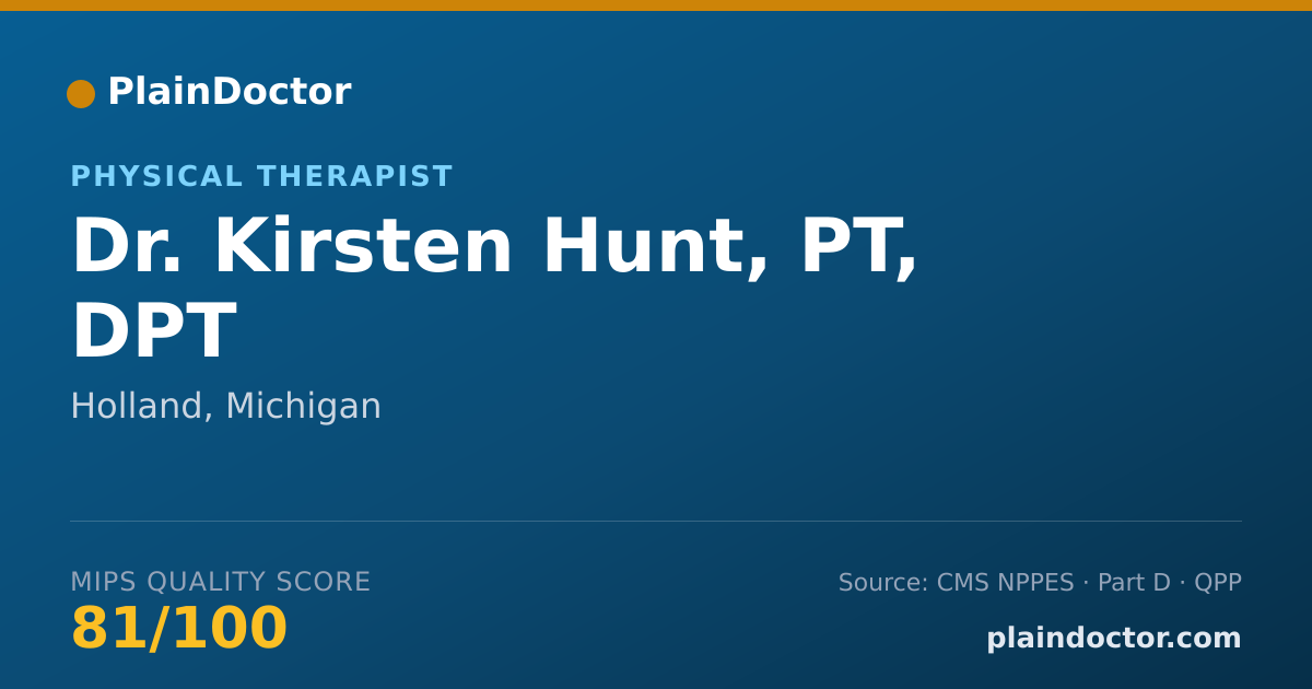 Shareable card for Kirsten Hunt, PT, DPT - Physical Therapist, Holland, MI
