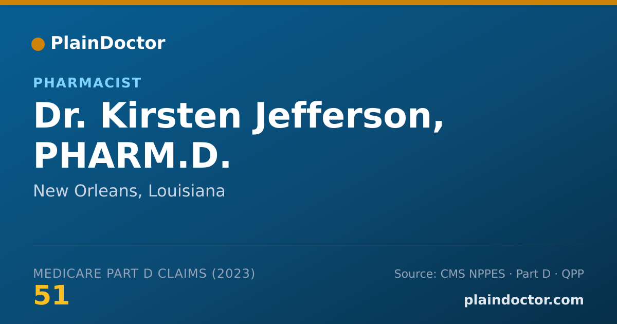 Shareable card for Kirsten Jefferson, PHARM.D. - Pharmacist, New Orleans, LA