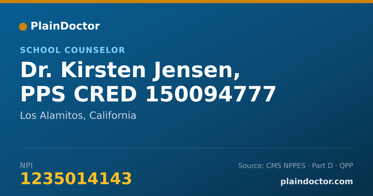 Shareable card for Kirsten Jensen, PPS  CRED 150094777 - School Counselor, Los Alamitos, CA