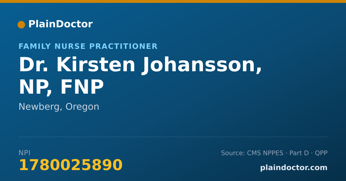 Shareable card for Kirsten Johansson, NP, FNP - Family Nurse Practitioner, Newberg, OR