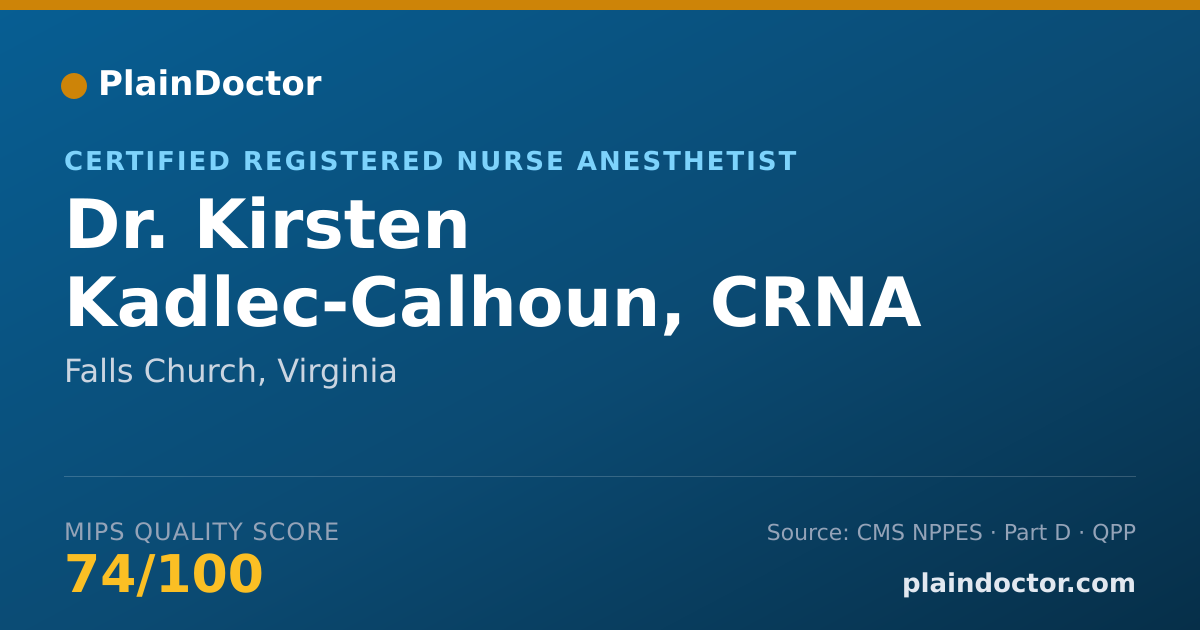Shareable card for Kirsten Kadlec-Calhoun, CRNA - Certified Registered Nurse Anesthetist, Falls Church, VA