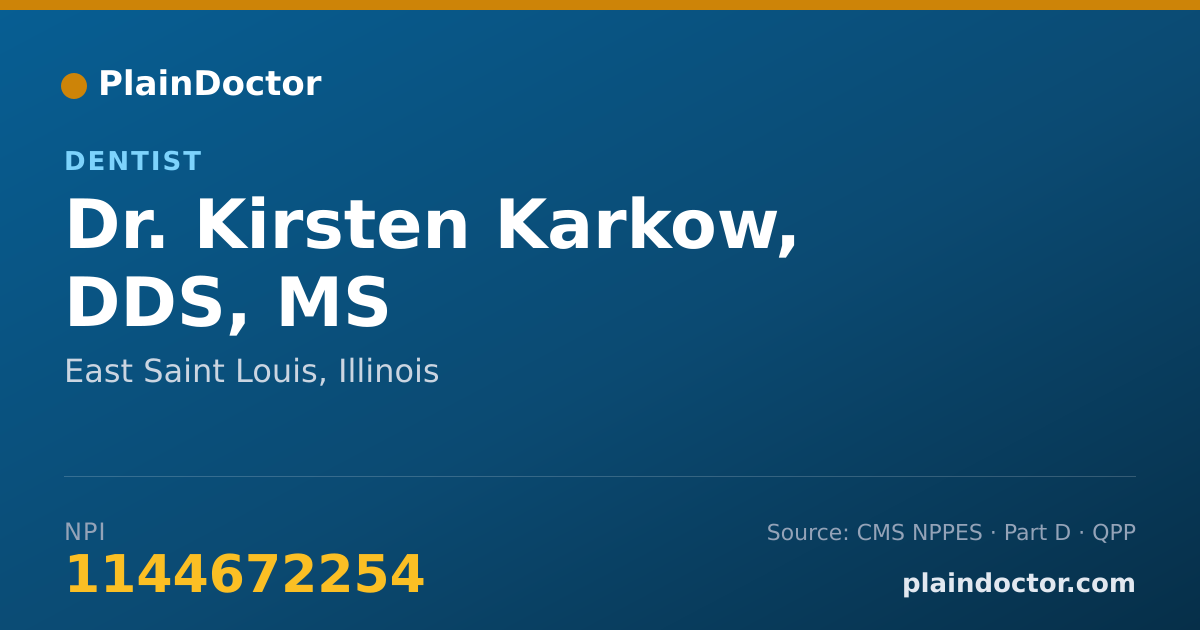 Shareable card for Kirsten Karkow, DDS, MS - Dentist, East Saint Louis, IL