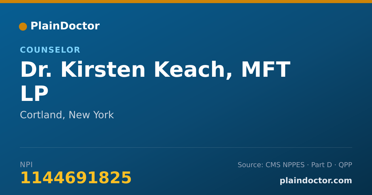 Shareable card for Kirsten Keach, MFT LP - Counselor, Cortland, NY