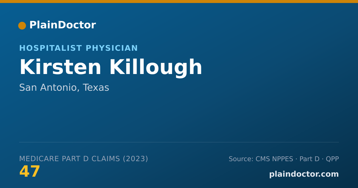 Shareable card for Kirsten Killough - Hospitalist Physician, San Antonio, TX