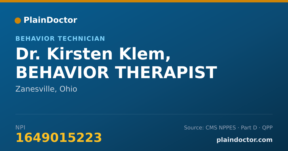 Shareable card for Kirsten Klem, BEHAVIOR THERAPIST - Behavior Technician, Zanesville, OH