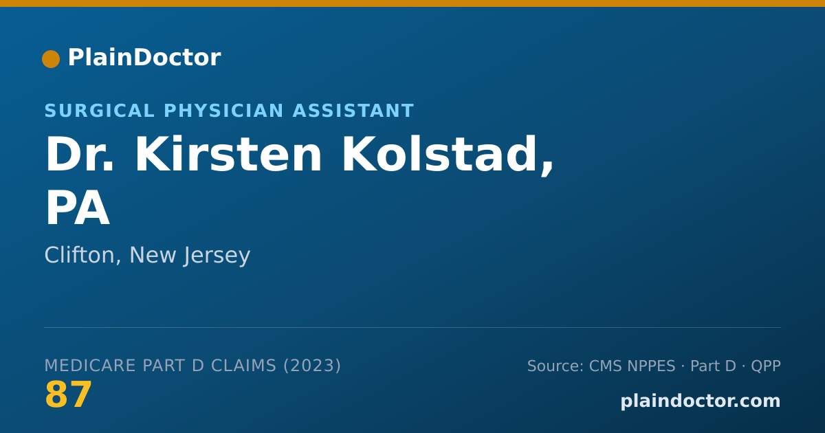 Shareable card for Kirsten Kolstad, PA - Surgical Physician Assistant, Clifton, NJ