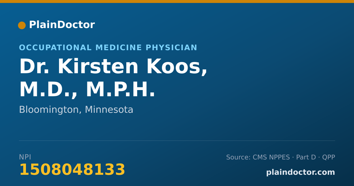 Shareable card for Kirsten Koos, M.D., M.P.H. - Occupational Medicine Physician, Bloomington, MN