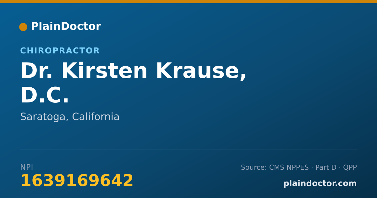 Shareable card for Kirsten Krause, D.C. - Chiropractor, Saratoga, CA