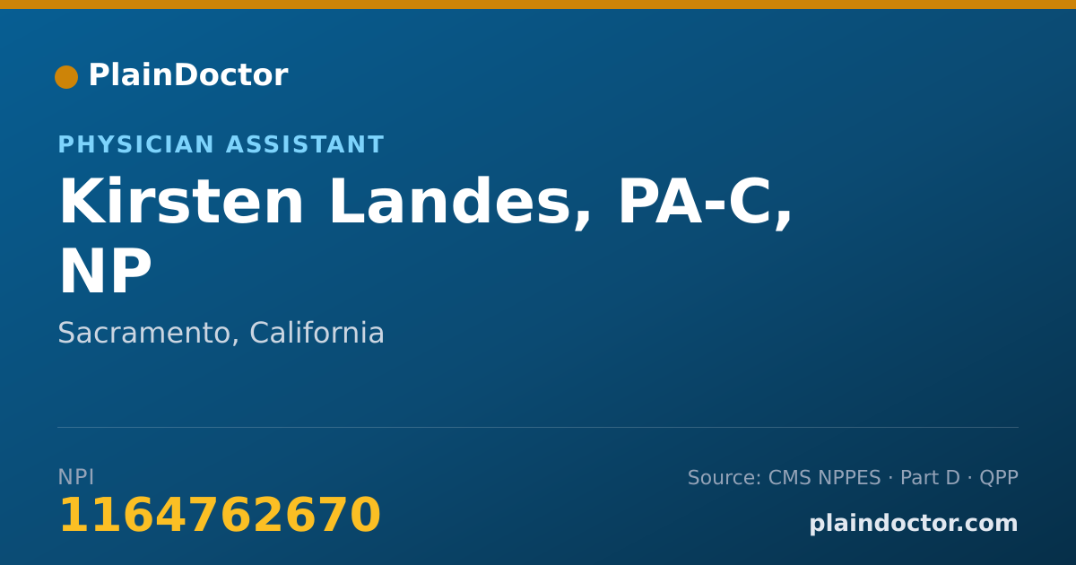 Shareable card for Kirsten Landes, PA-C, NP - Physician Assistant, Sacramento, CA