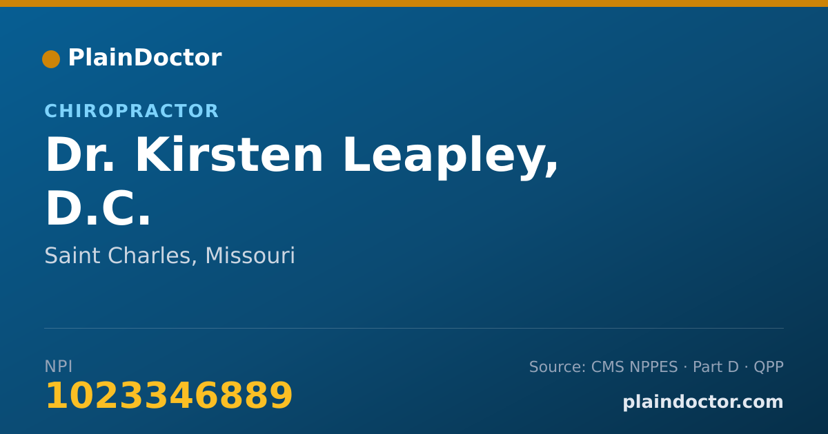 Shareable card for Kirsten Leapley, D.C. - Chiropractor, Saint Charles, MO